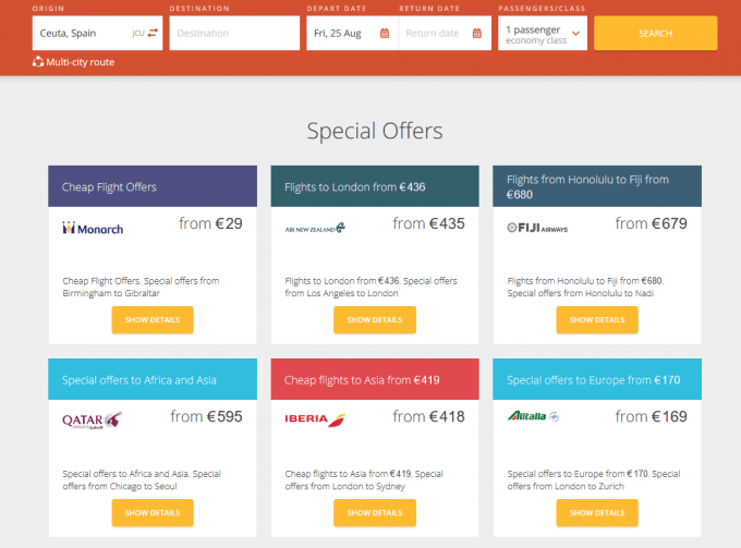 Ofertas de aerolíneas en el buscador de vuelos y hoteles